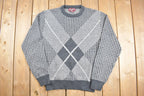 Vintage 1990s Eagle Point Knitted Sweater  Vintage 90s Crewneck  Pattern Sweater  Outdoor  Hand Knit  Pullover Sweatshirt