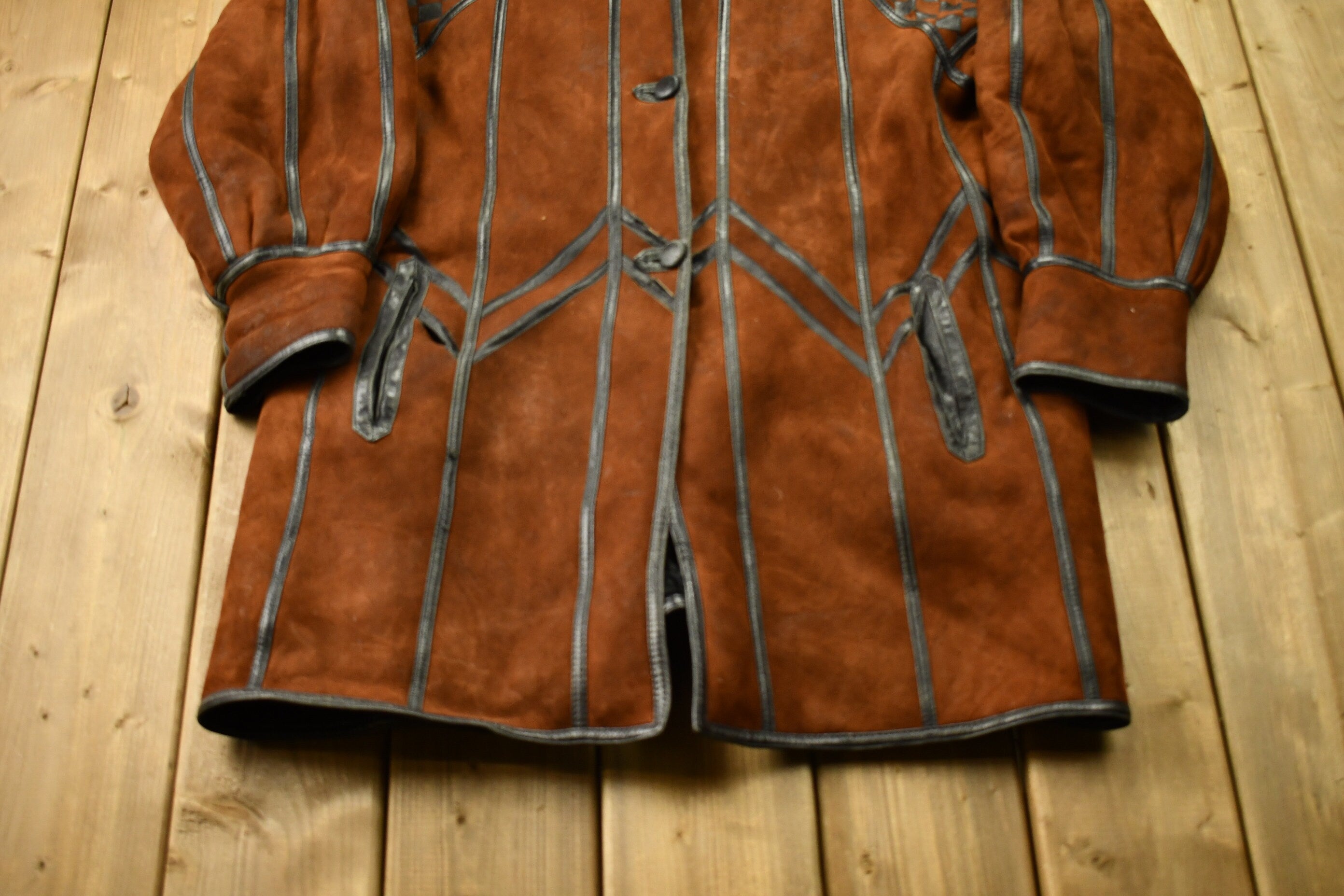 Vintage 1980s Abstract Pattern Shearling Coat