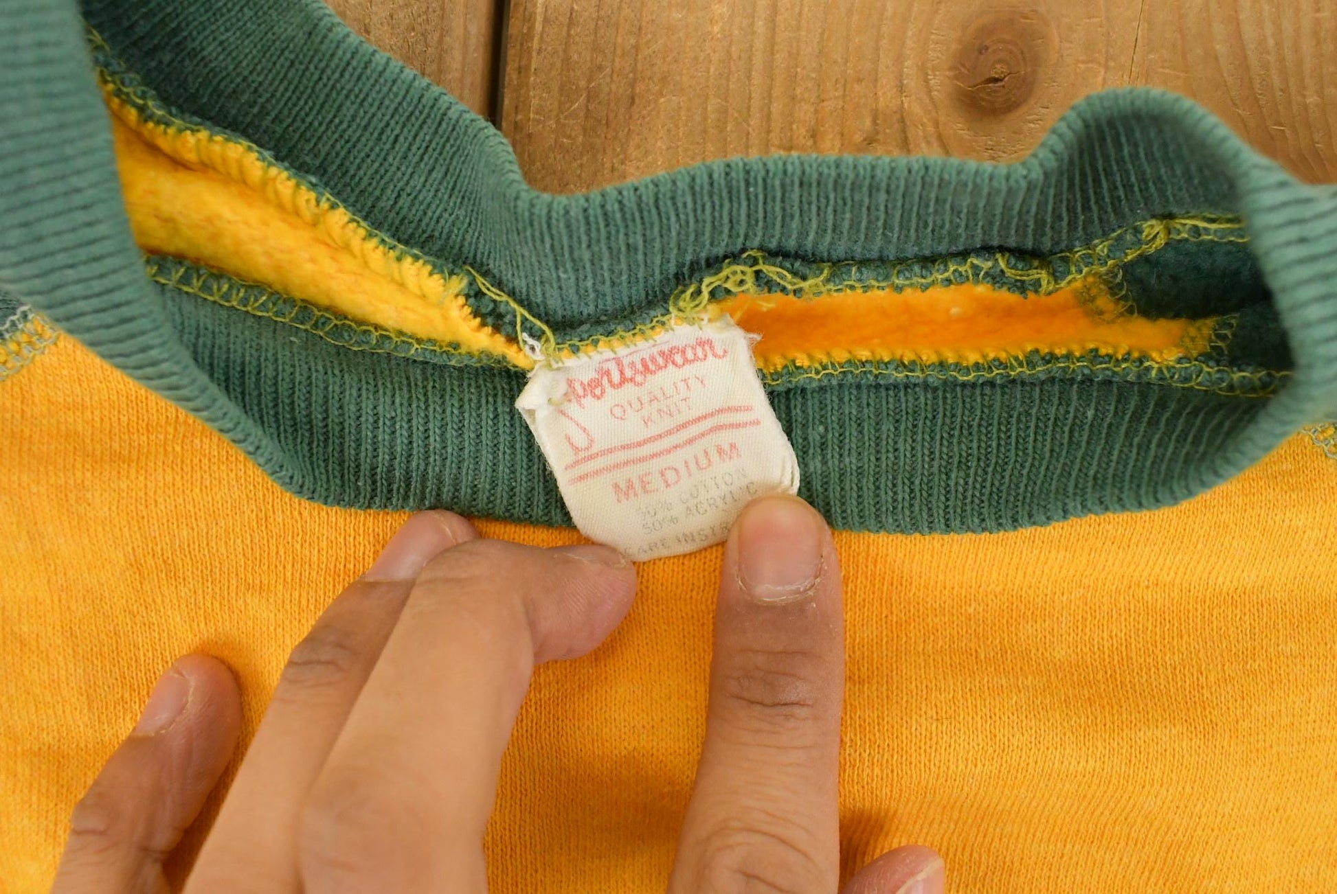 Vintage 1960s Sportswear Quality Knit Blank Thrashed Crewneck Sweatshirt Men's 2XS