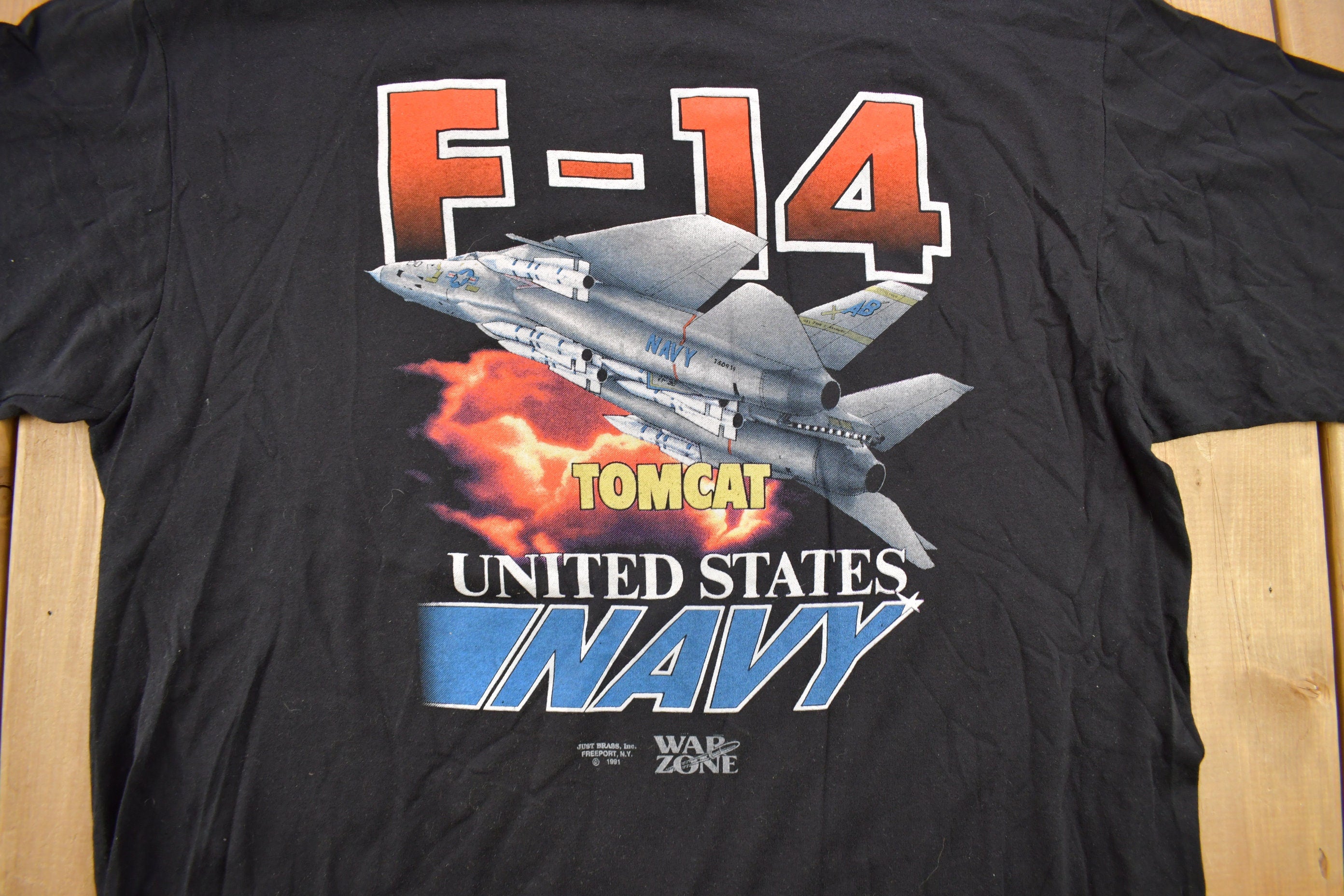Vintage 1991 F-14 Tomcat United States Navy 3D Emblem T-Shirt