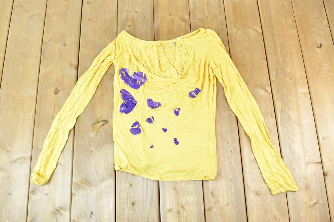 Women Vintage Vigoss Y2K Purple Hearts T-Shirt