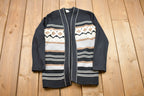 Vintage 1990s Knitted Sweater / Vintage 90s Cardigan / Pattern Sweater / Outdoor / Hand Knit / Pullover Sweatshirt / Made In USA