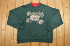 Vintage 1990s Morning Sun Floral Cats Crewneck