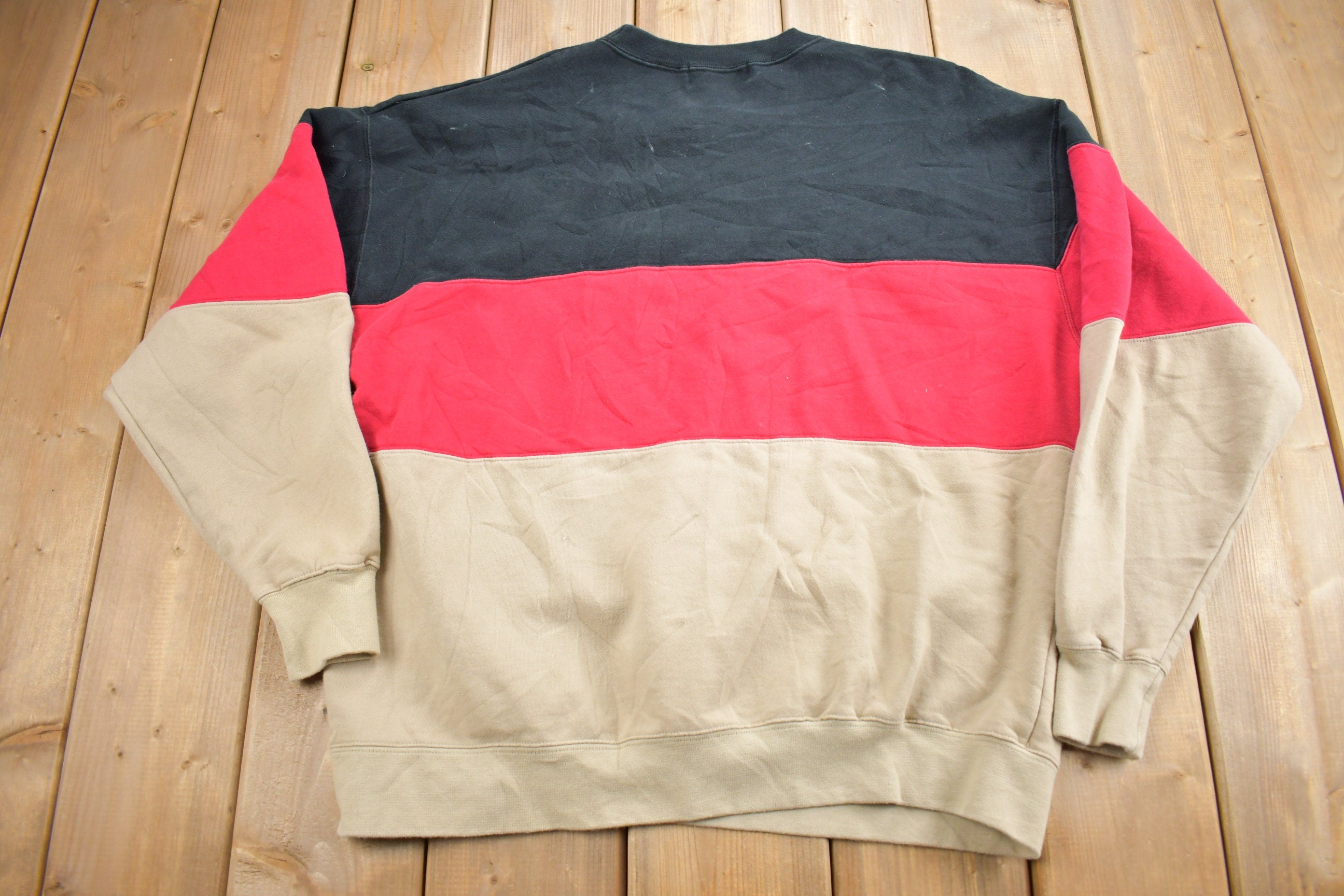 Vintage 1990s Hunt Club Color Block Crewneck Sweatshirt