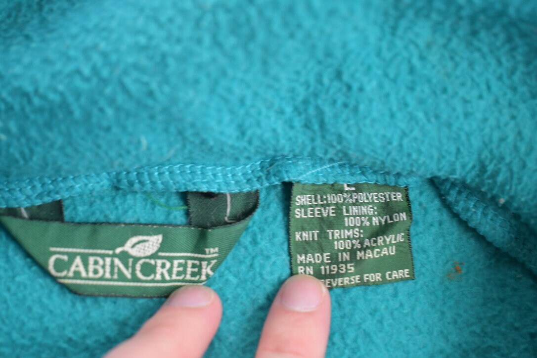 Vintage 1990s Cabin Creek Turquoise Fleece Sweater