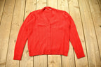 Vintage 1980s Red Knitted Cardigan Sweater