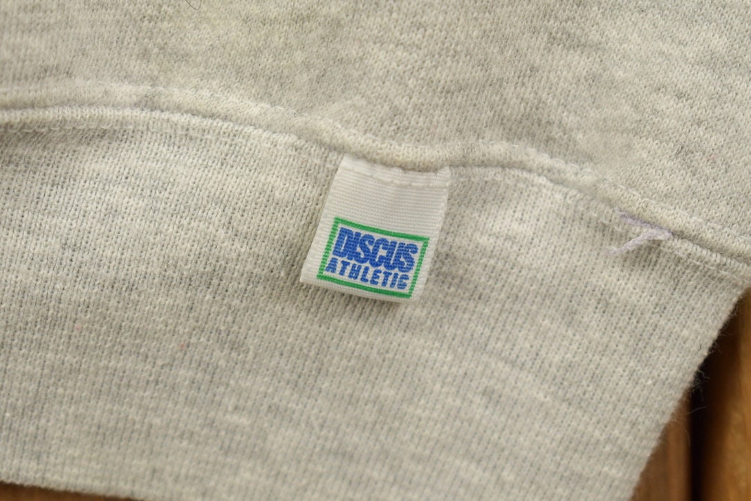 Vintage 1990s Discus Athletic Motorcycle Graphic Crewneck / 90s Pullover Sweatshirt / Streetwear / Made In The USA / Athletic Sportswear