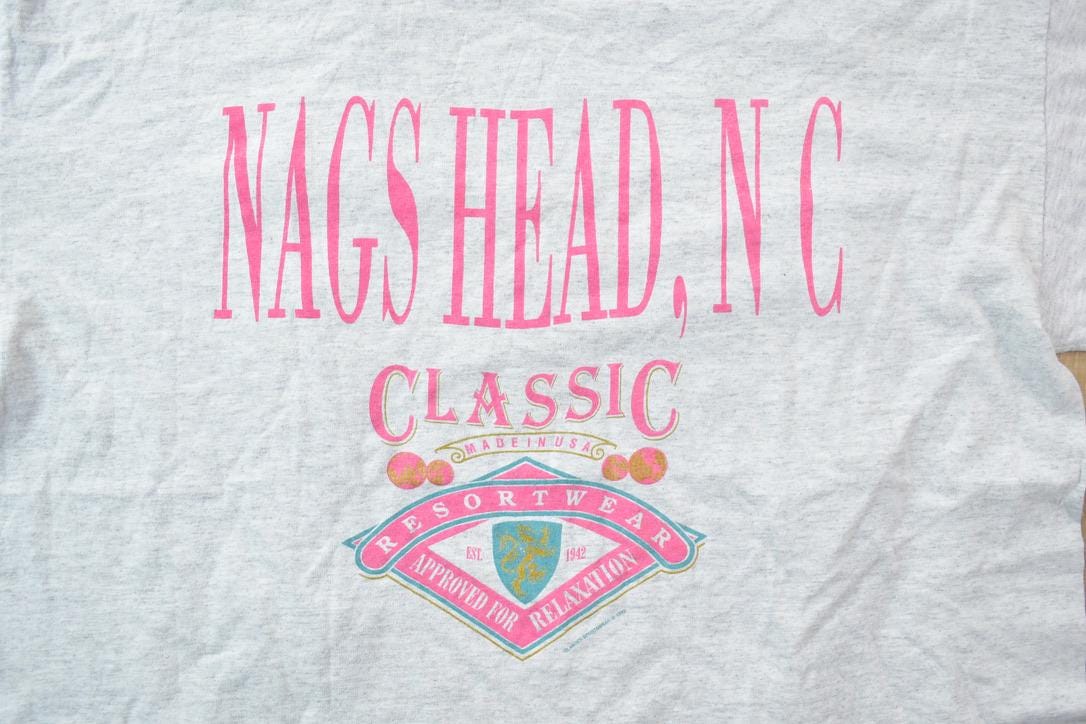 Vintage 1990s Nags Head N.C Souvenir T-Shirt / Streetwear / Made In USA / Vacation Tee / Travel T Shirt