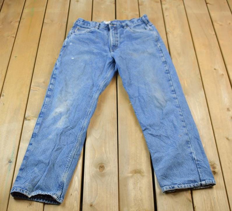 Vintage 1990s Carhartt Denim Fleece Lined Jeans Size 43 x 31