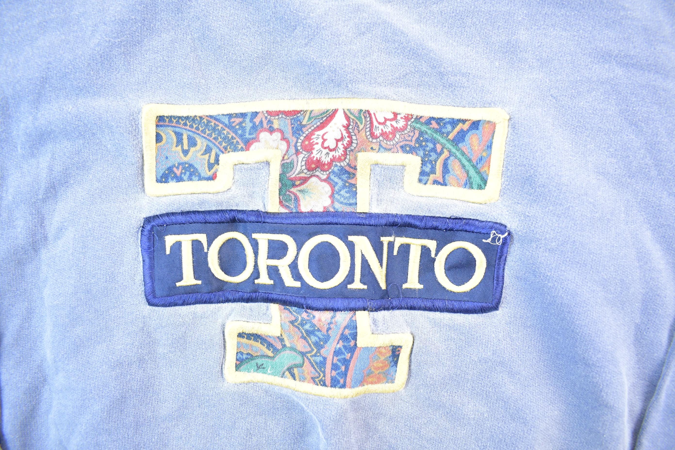 Vintage 1990s Toronto Big T Embroidered Floral Print Letter Crewneck Sweatshirt