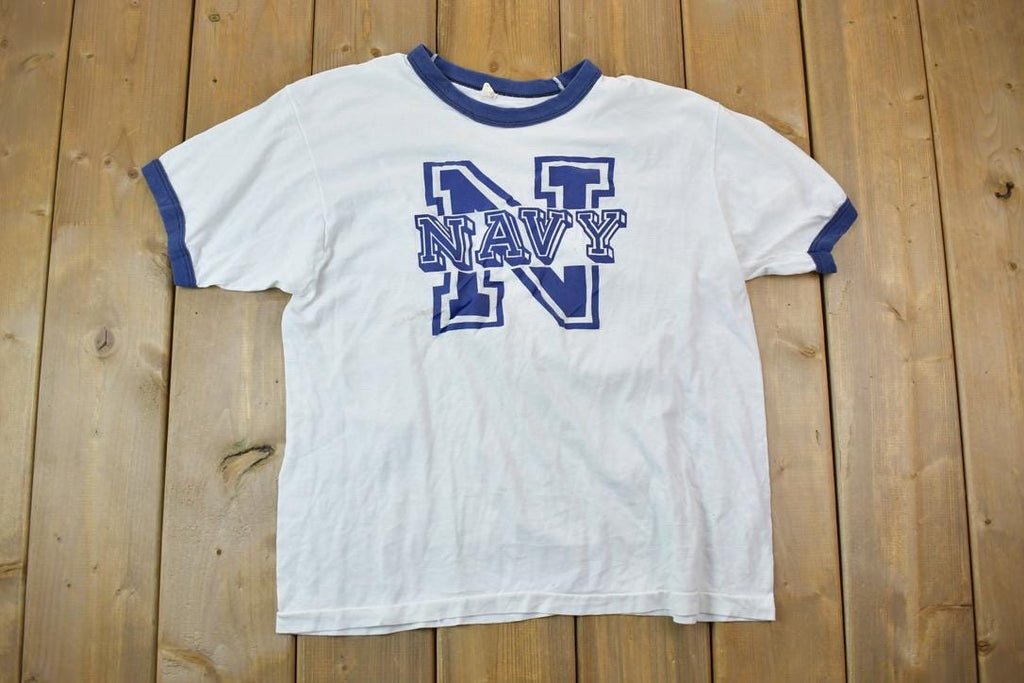 Vintage 1980s Navy Big N Graphic T-Shirt