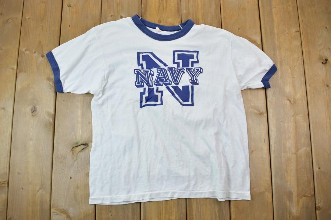 Vintage 1980s Navy Big N Graphic T-Shirt