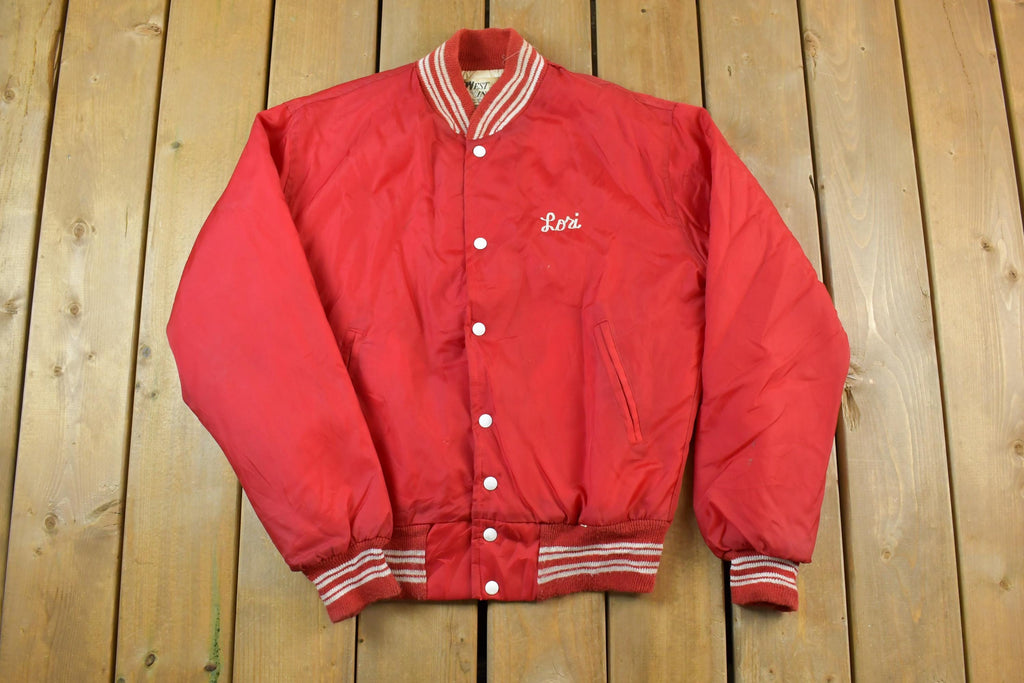 Vintage 1990s Osakis Silverstreaks Champions West Wind Snap Button Satin Jacket Made In USA