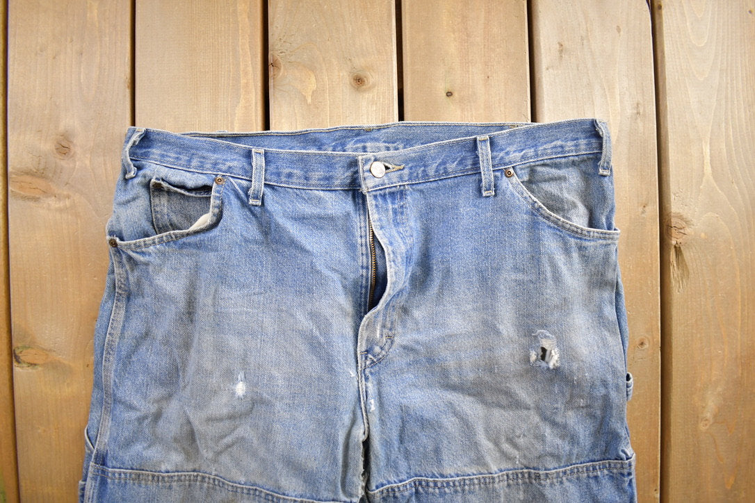 Vintage 1990s Dickies Distressed Denim Carpenter Pants 38x30/ True Vintage / Workwear / American Vintage / Streetwear / Cargo Pants