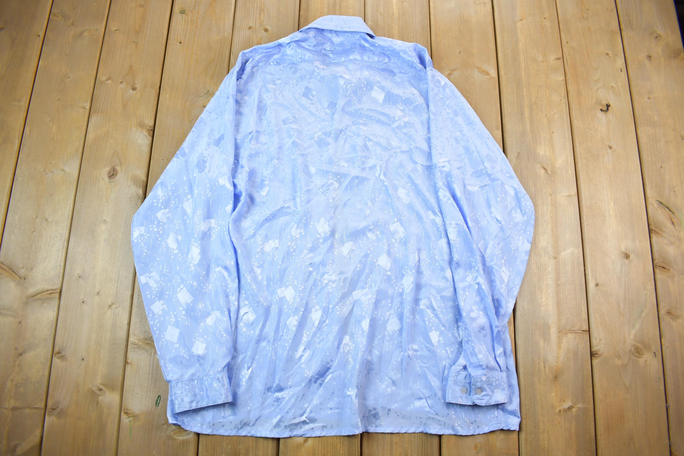 Vintage 1990s Fancy Blue Button Up Shirt
