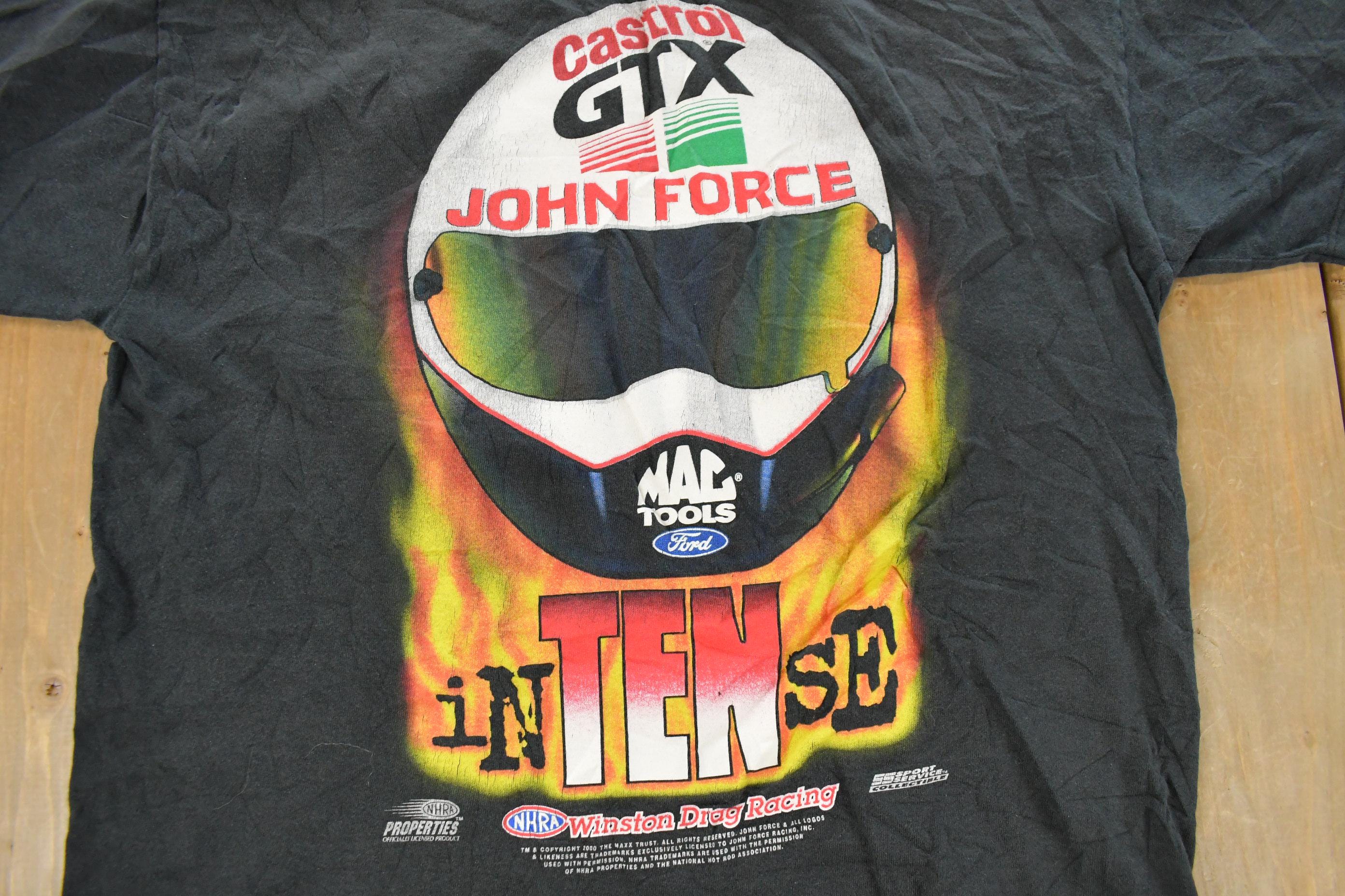 Vintage 1990s NHRA John Force Racing Graphic T-Shirt Men's Medium
