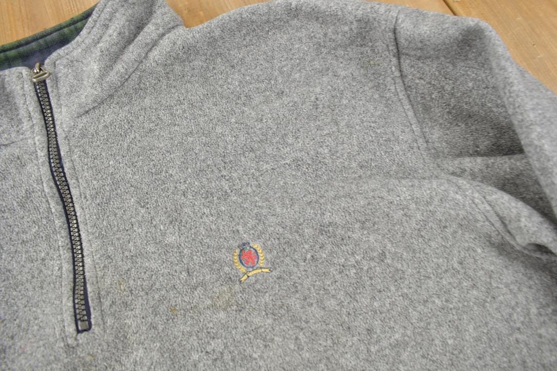 Vintage 1990s Tommy Hilfiger Embroidered Quarter Zip Fleece Sweater