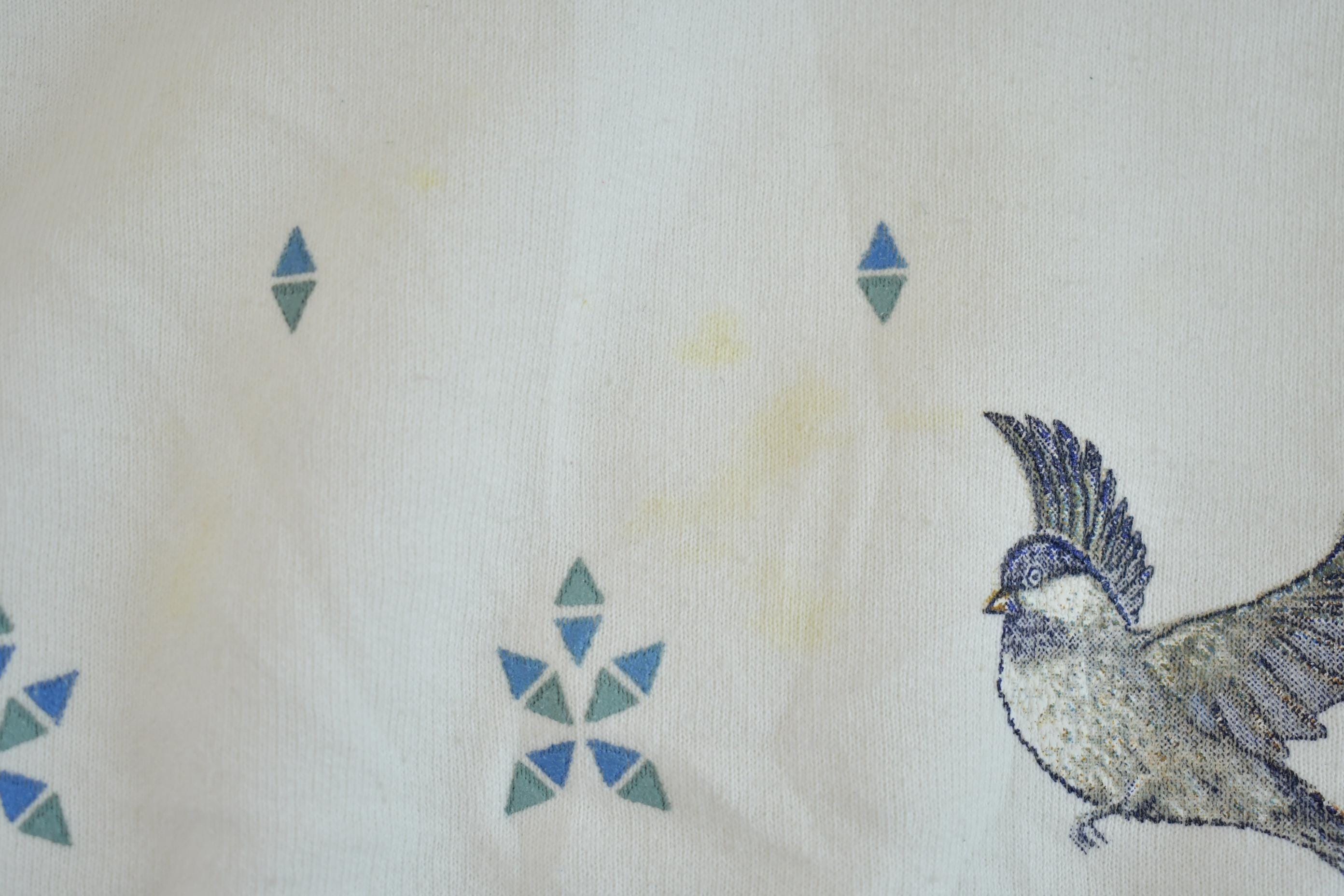 Vintage 1990s Cute Grandma Style Bird Print Crewneck Sweater Made In USA