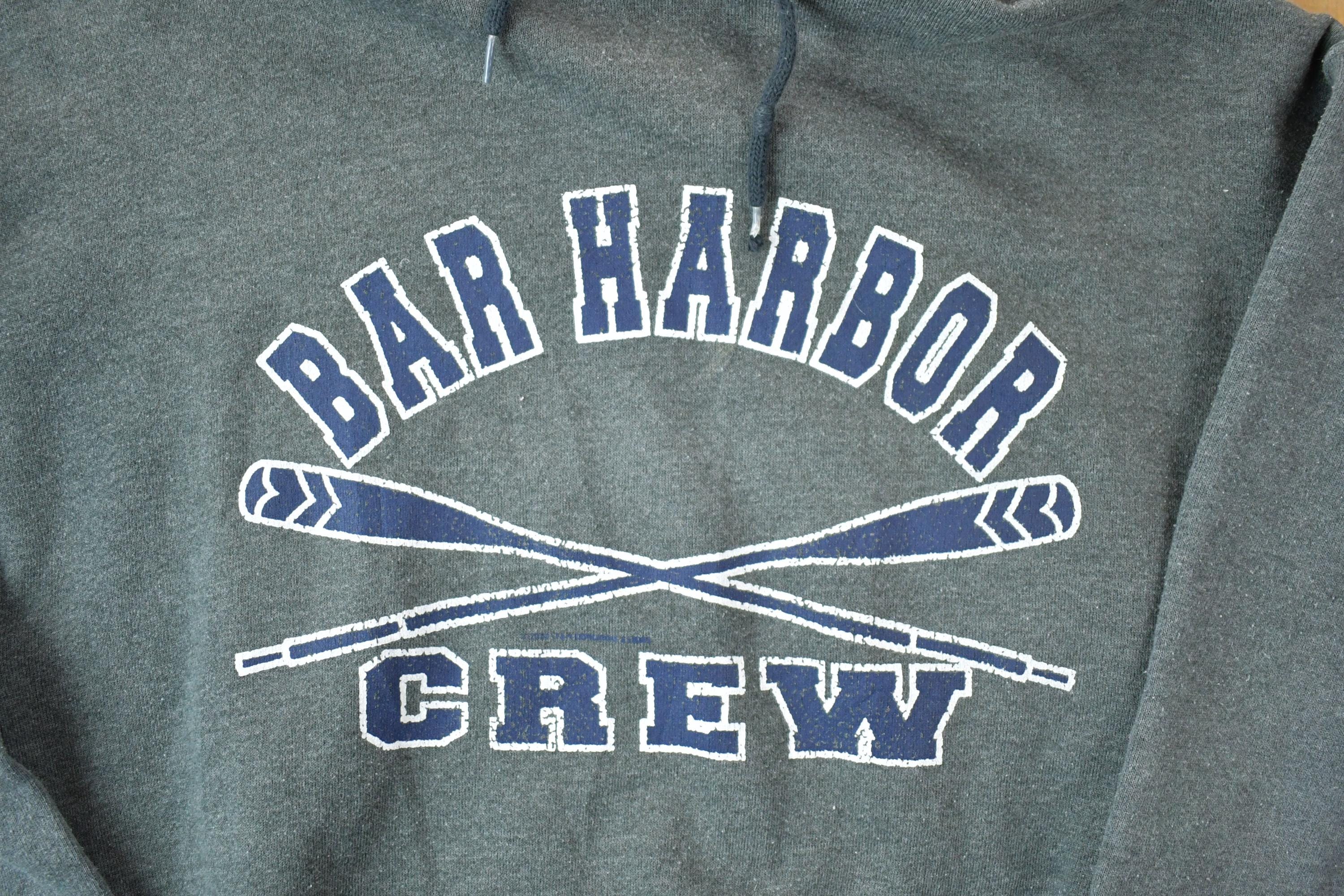 Vintage 1990s Bar Harbor Crew Rowing Hoodie Sweatshirt / 90s Crewneck / Souvenir Sweater / Streetwear / Travel And Vacation