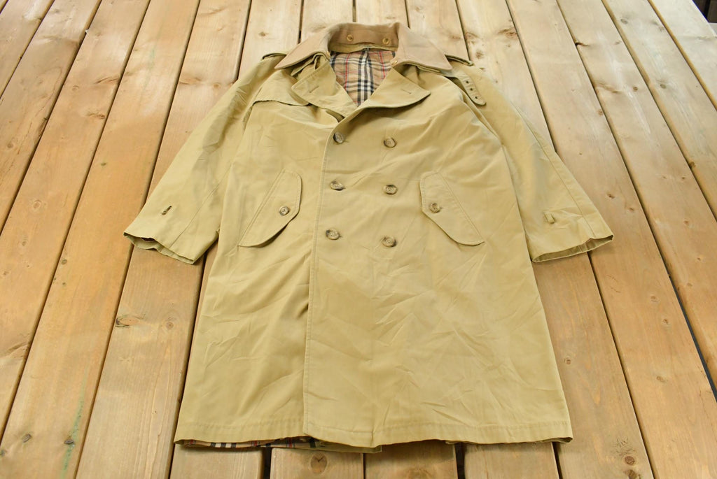 Vintage 1980s Plaid Lined Trench Coat Men's 40R /