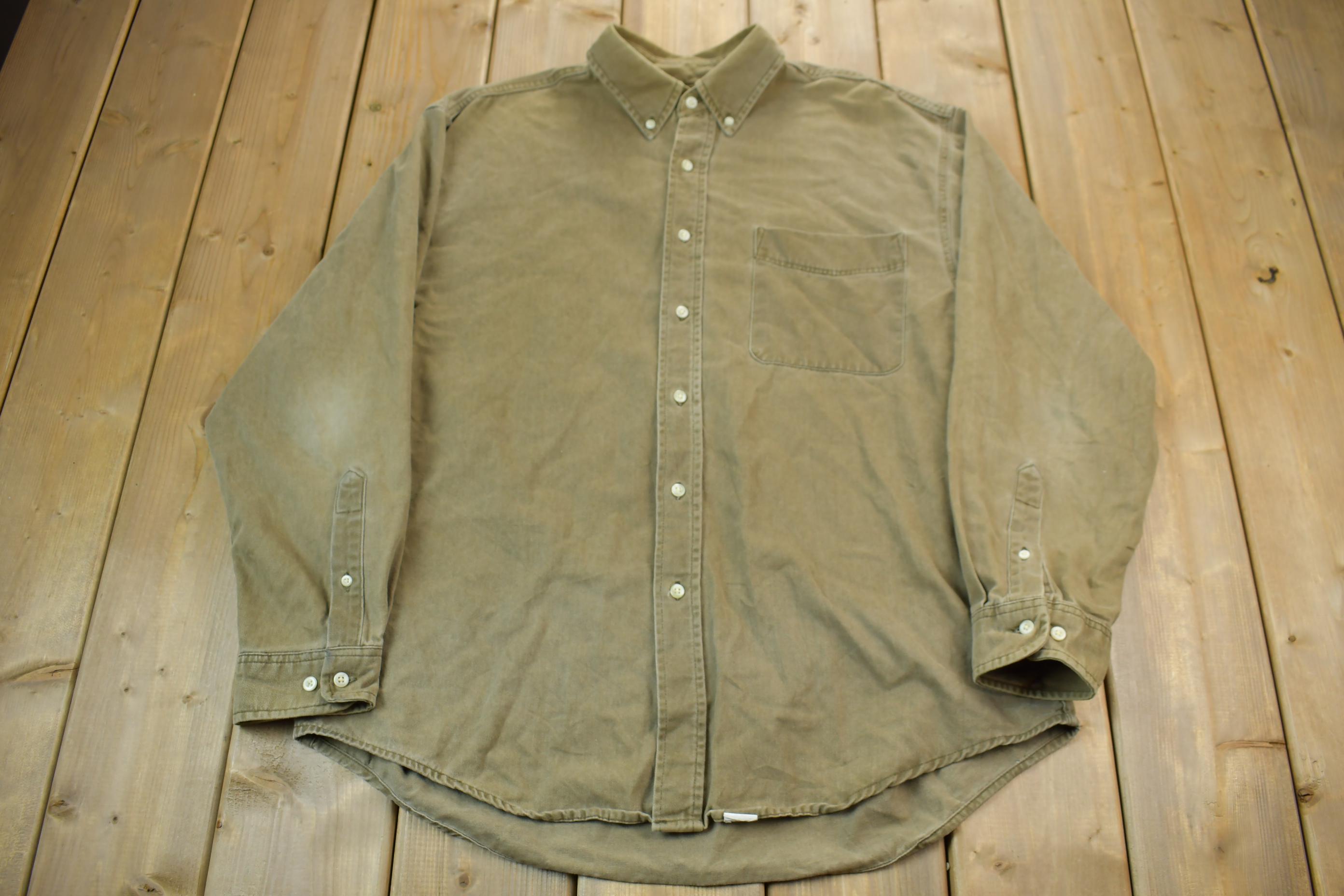Vintage 1990s Eddie Bower Olive Western Style Button Up Rodeo Shirt