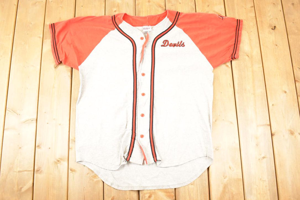 Vintage 1990s Devils Souvenir Baseball Button Up T-Shirt Men's XL