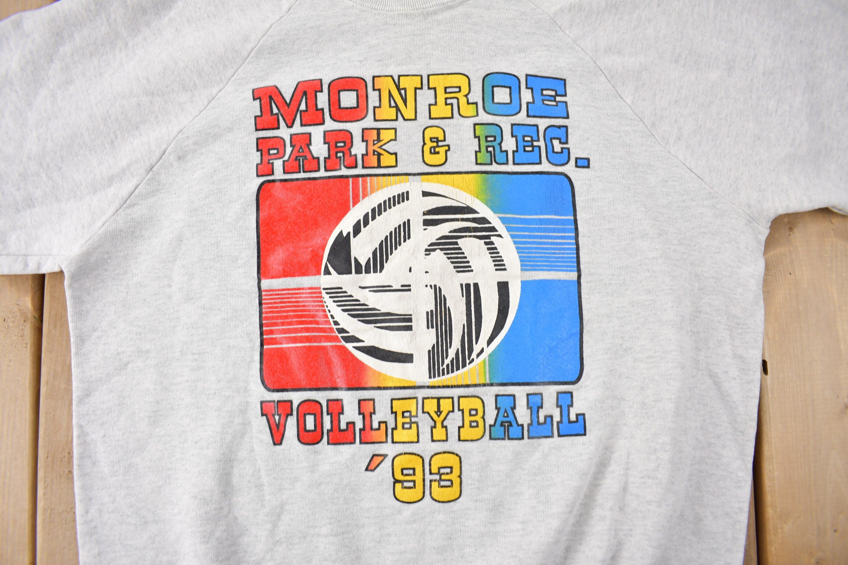 Vintage 1993 Monroe Park & Rec Volleyball Crewneck Sweatshirt Made In USA