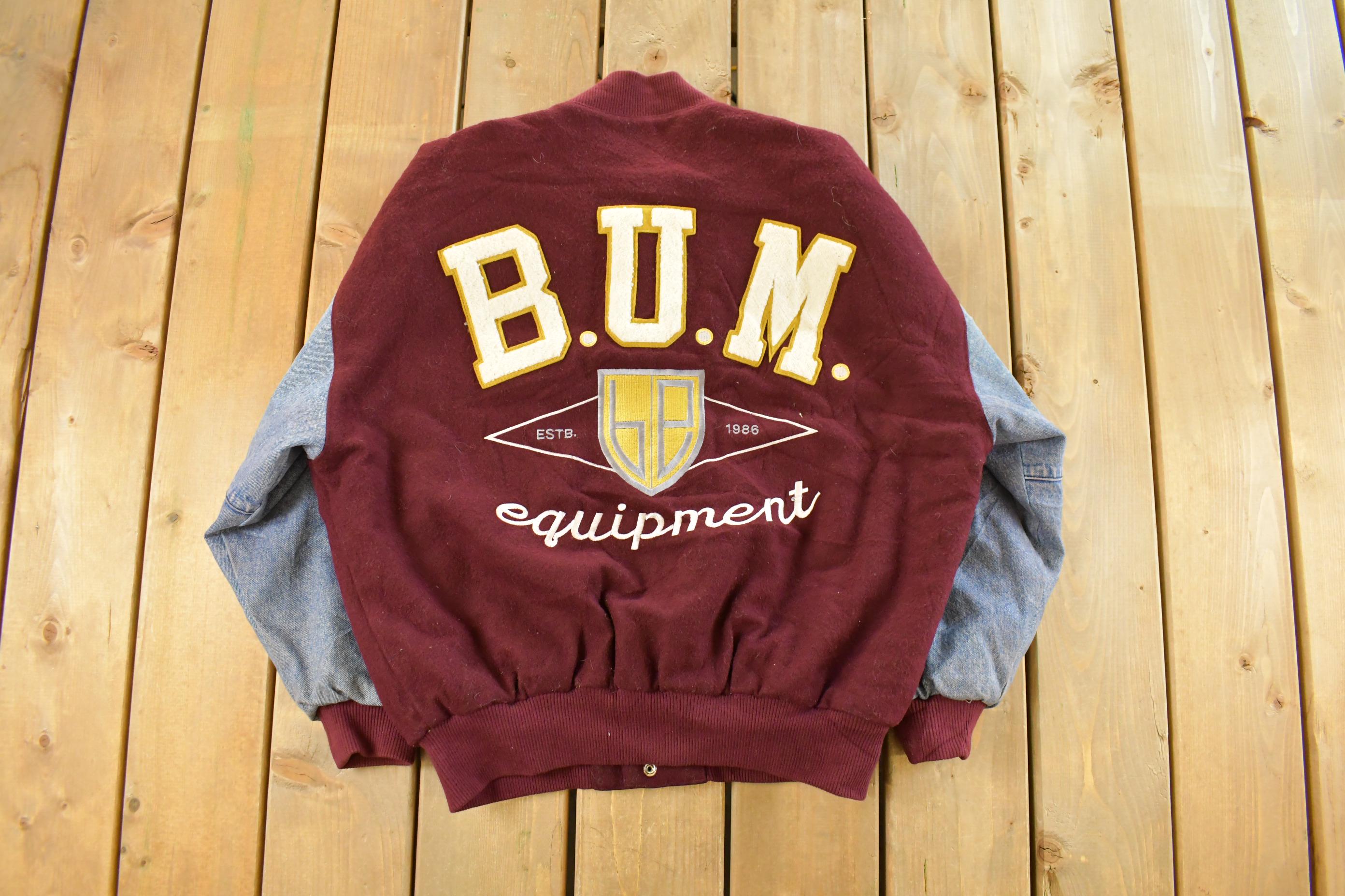 Vintage 1990s BUM Equipment Wool Denim Varsity Jacket Men's Medium