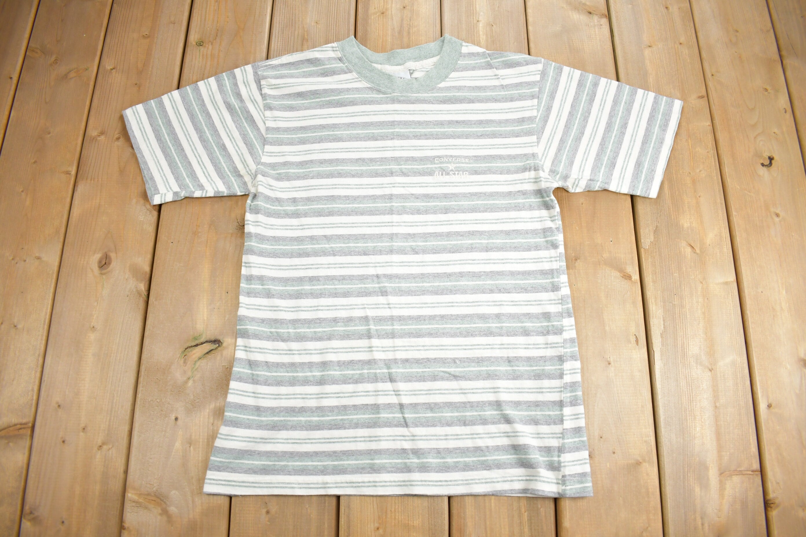 Vintage 1990s Converse All Star Embroidered Striped T Shirt