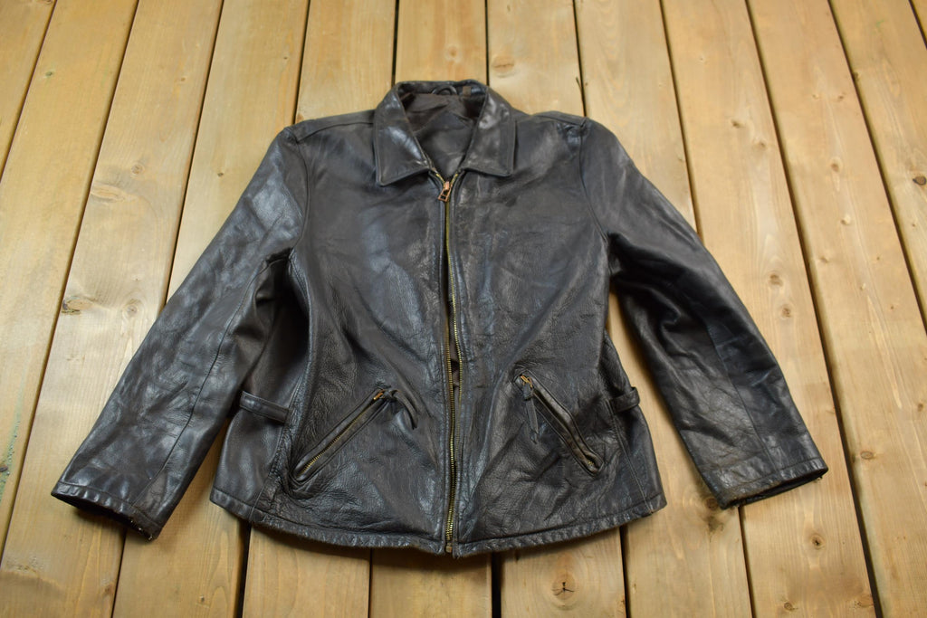 Vintage 1990s Leather Zip Up Lamb Skin Jacket