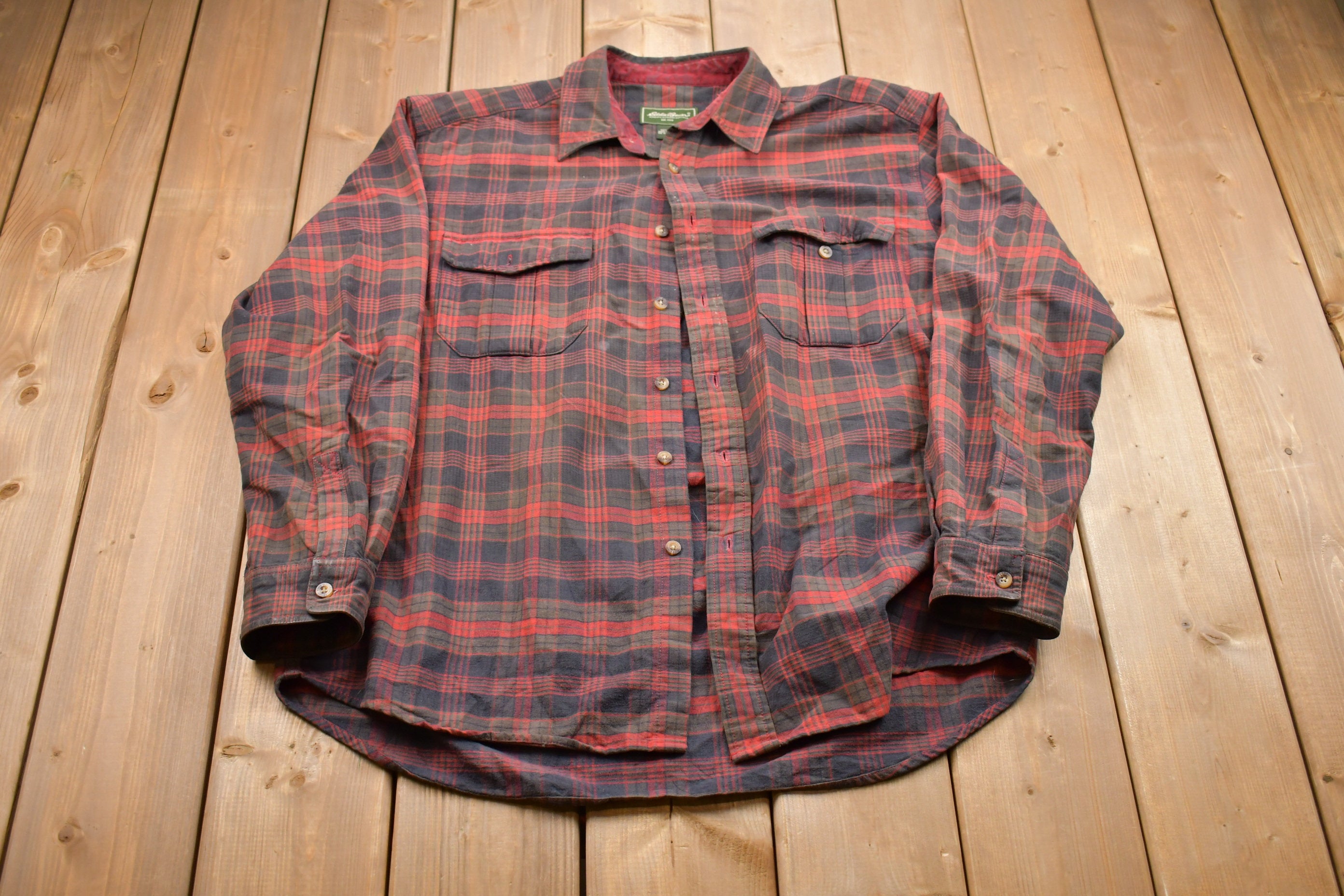 Vintage 1980s Eddie Bauer Plaid Button Up Shirt