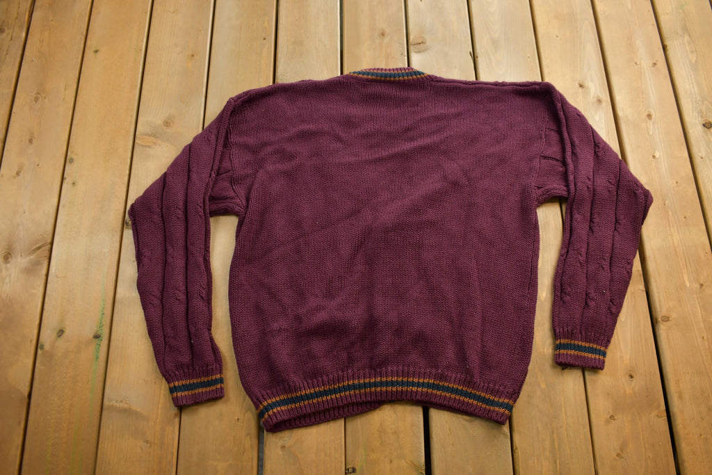 Vintage 1980s New River 3D Cable Knit Cardigan Sweater
