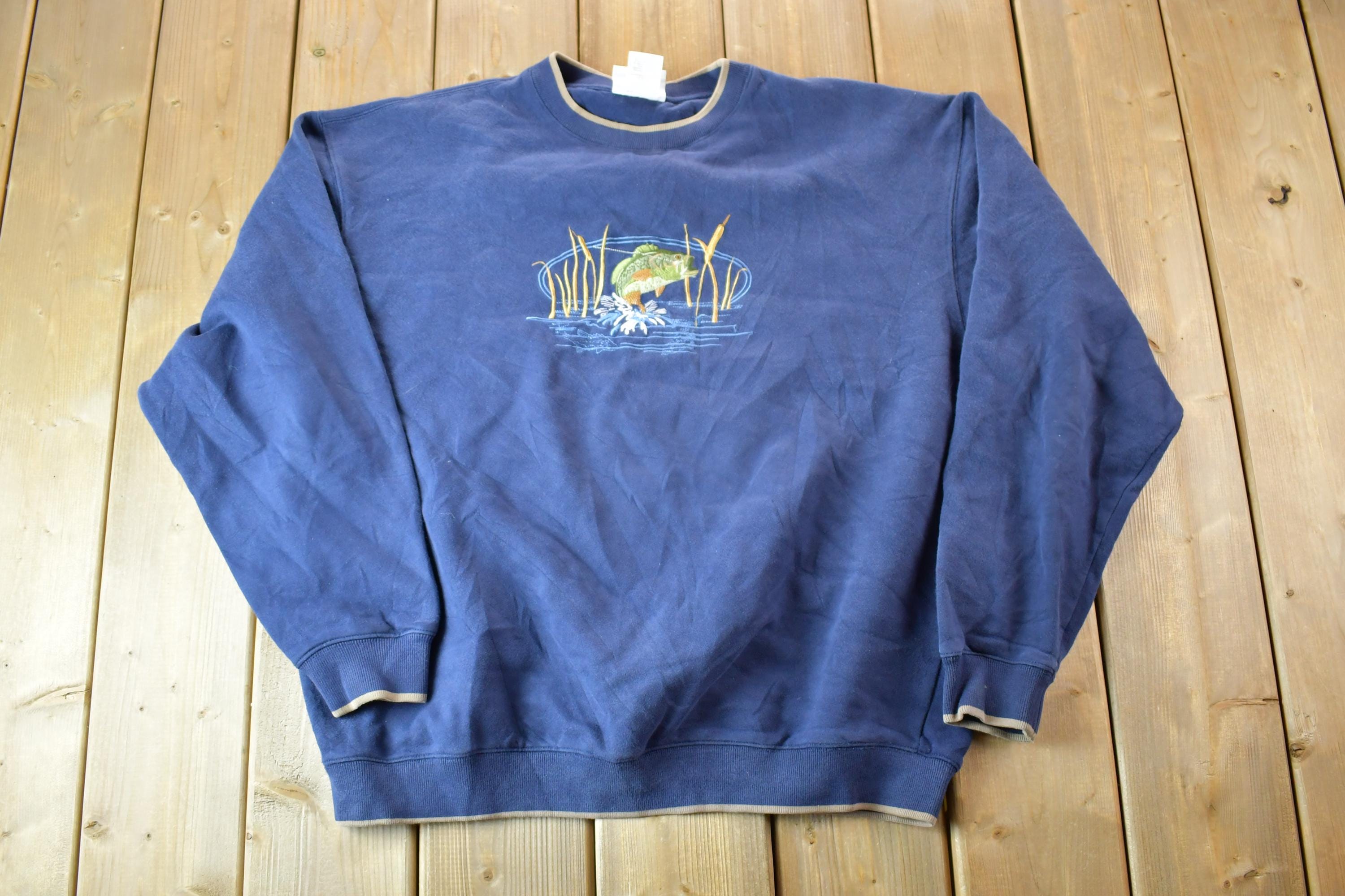 Vintage 1990s Bass Fishing Embroidered Crewneck