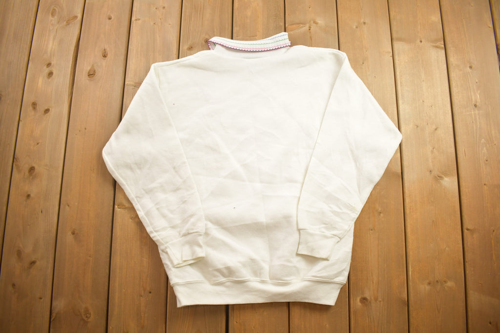 Vintage 1990s Cute Birds And Flowers Collard Crewneck Sweatshirt