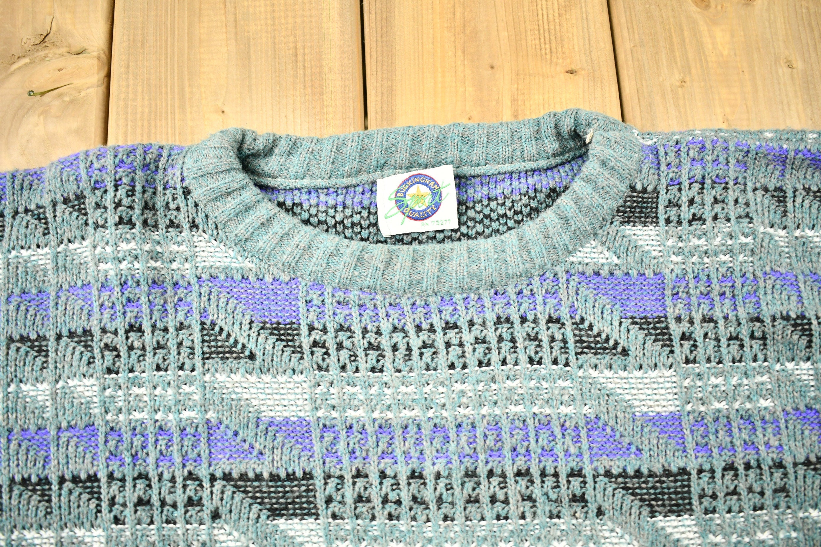 Vintage 1990s 3D Knit Abstract Pattern Crewneck Sweater