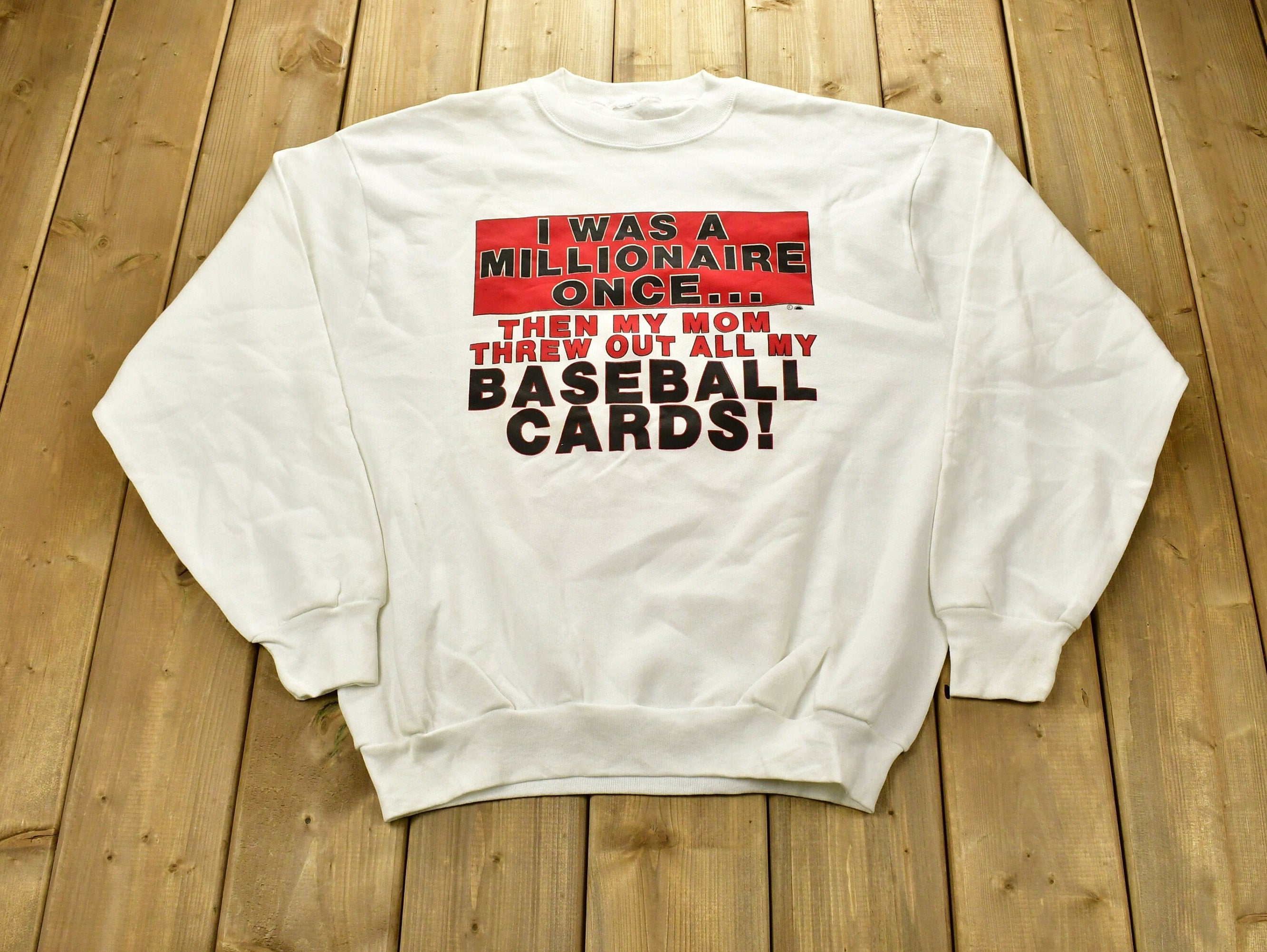 Vintage 1990s Funny Baseball Cards Crewneck Sweatshirt
