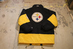 Vintage 1990s Pittsburgh Steelers NFL Mirage Full Zip Puffer Jacket