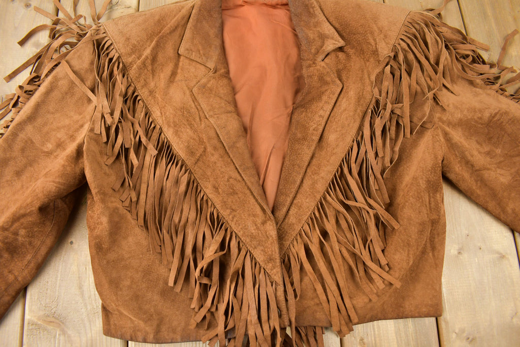 Vintage 1970s Brown Suede Fringe Leather Jacket