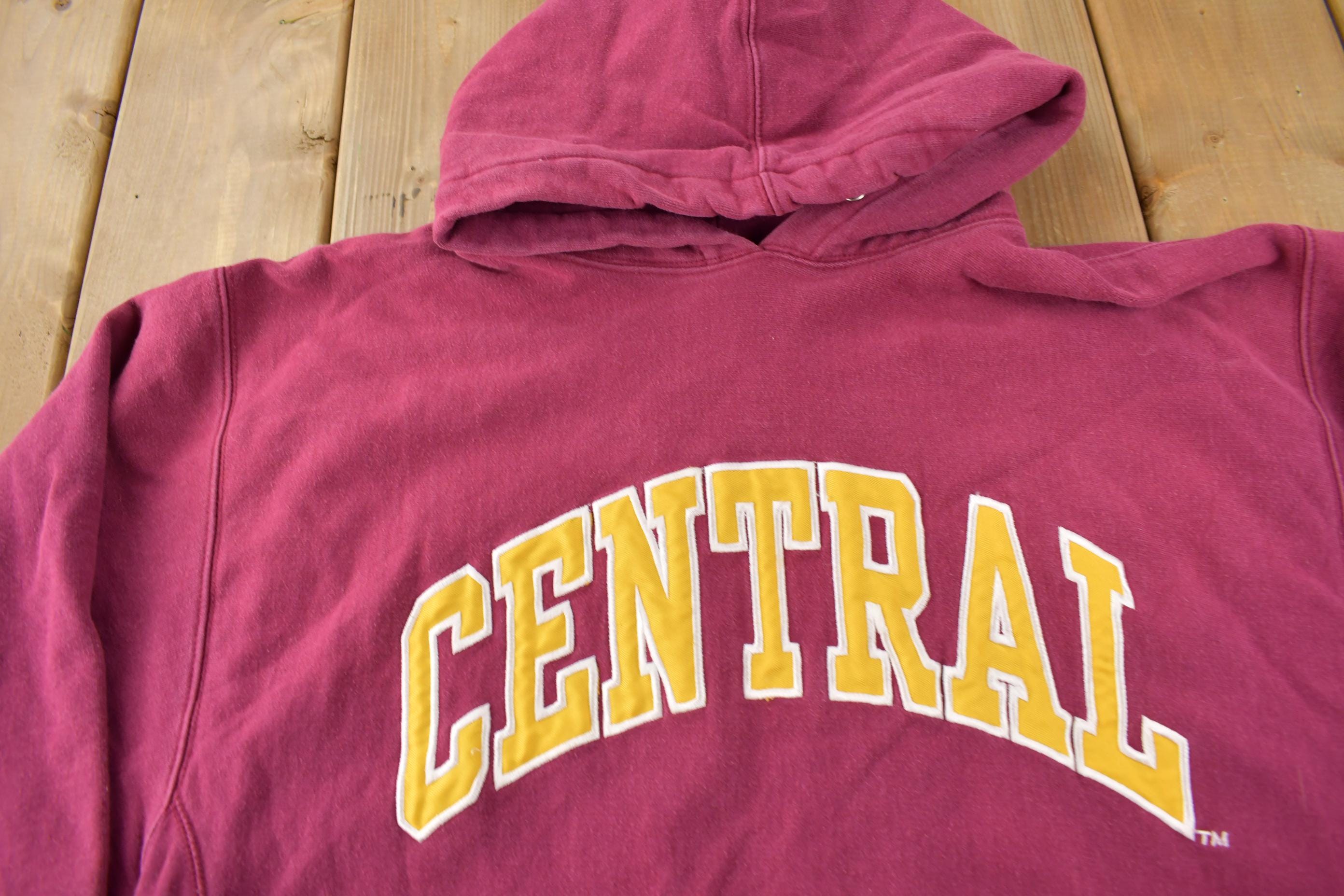 Vintage Y2K Central Embroidered Collegiate Hoodie Size Large