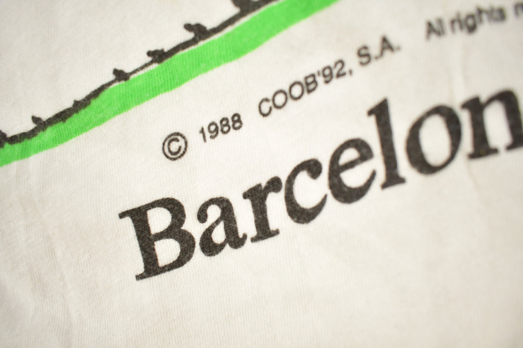 Vintage 1992 Barcelona Olympics Soccer Theme Graphic T Shirt