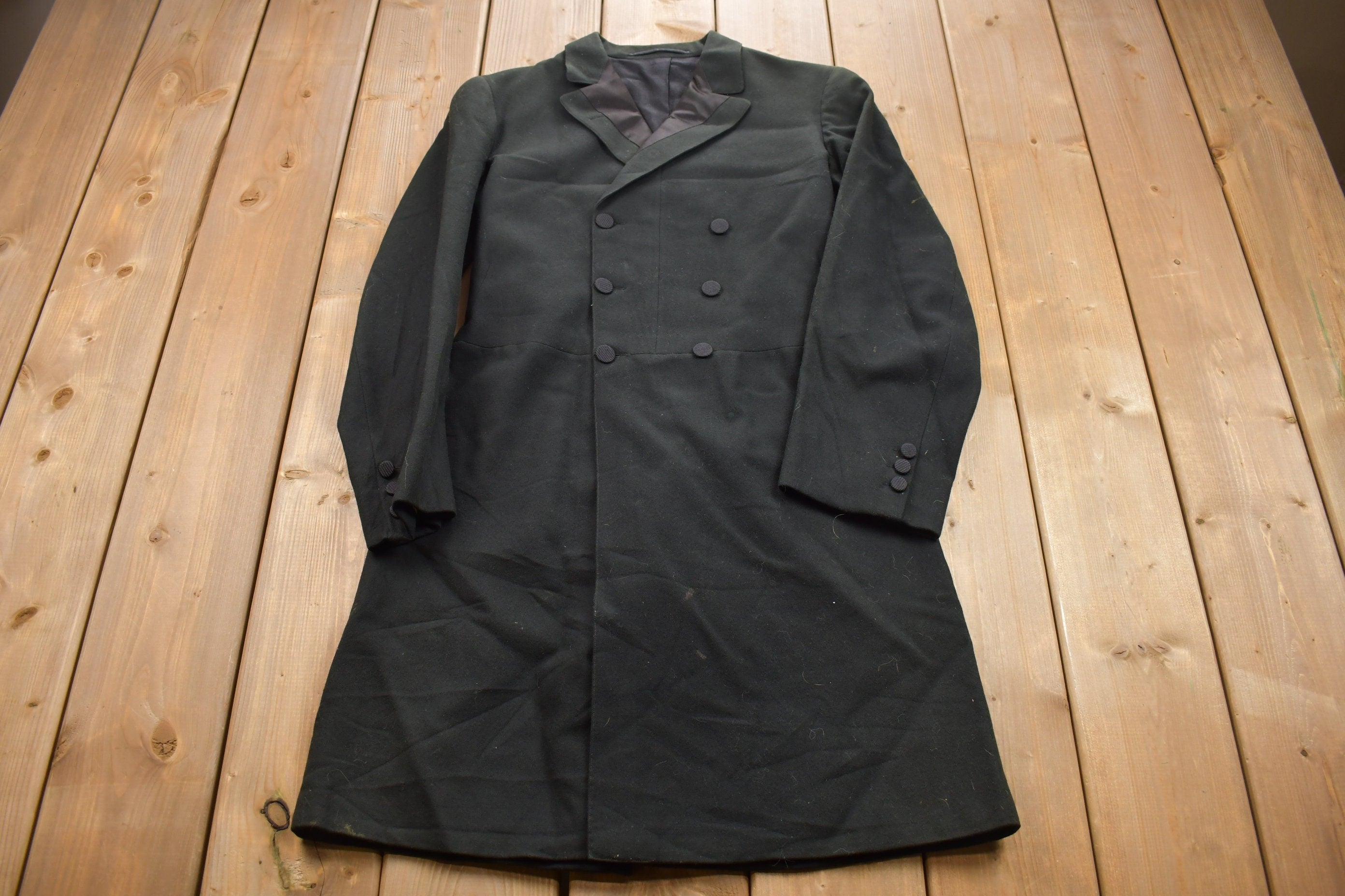 Vintage 1990s Black Button Up Pea Coat /