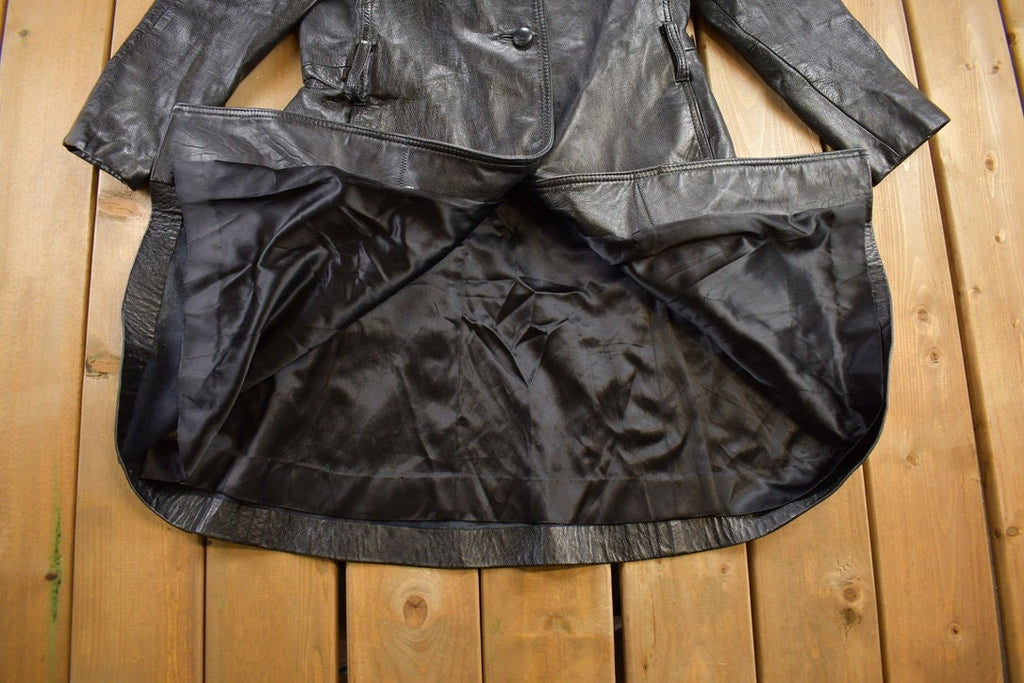 Vintage 1980s Mandels Leather Trench Coat