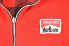 Vintage 1990s Marlboro Unlimited Plaid Collar Quarter Zip Fleece Outdoorsman Sweater Men's XL