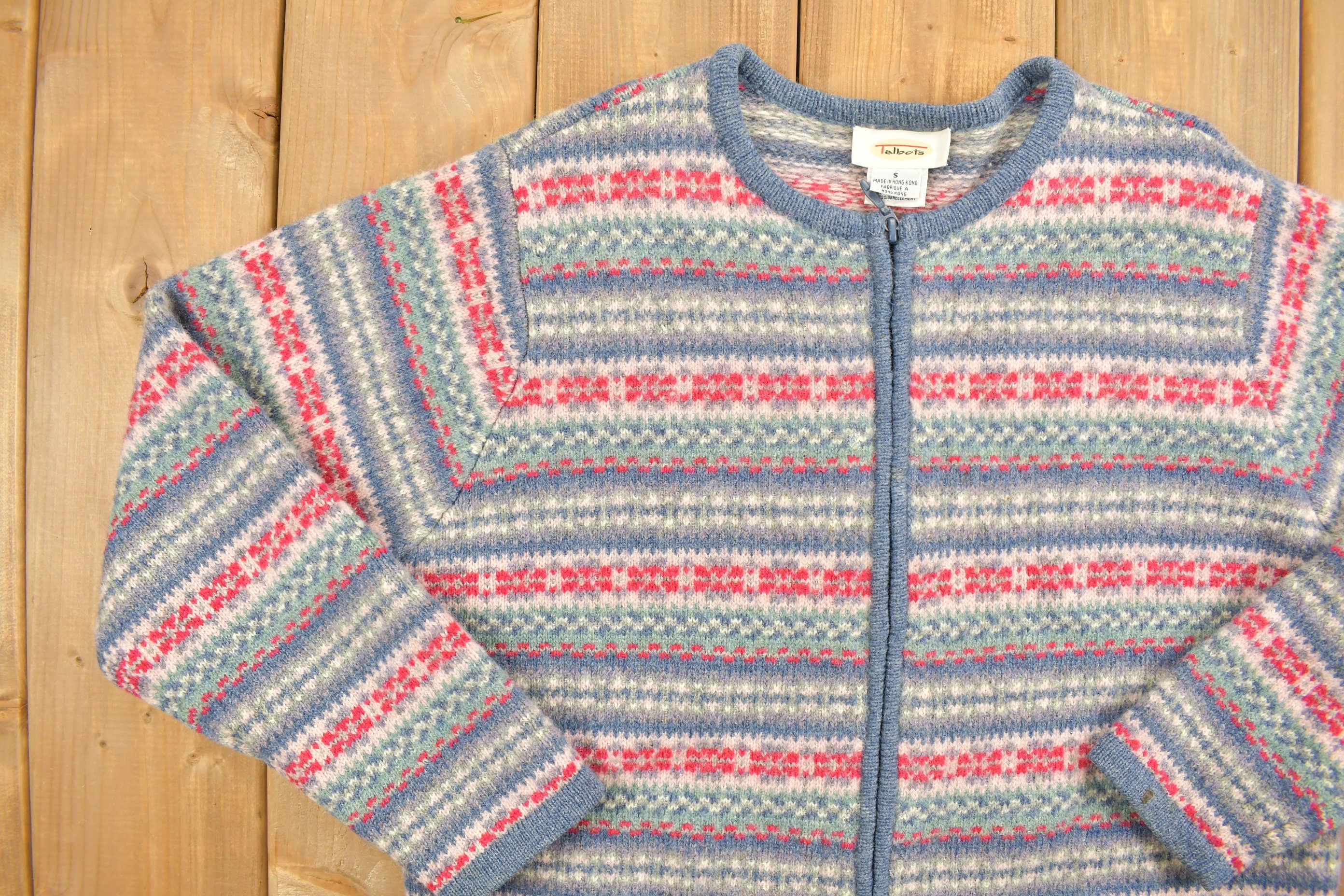 Vintage 1990s Talbot Knit Zip Up Cardigan Sweater