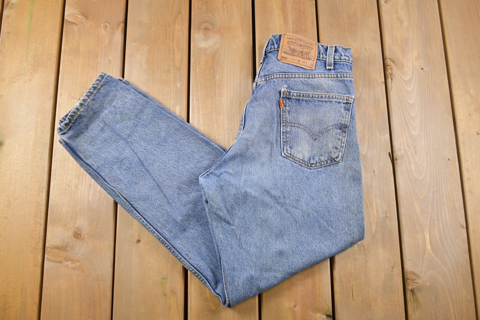 Vintage 1980s Levi's 550 Orange Tab Denim Jeans Size 31 x 30