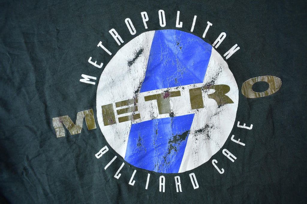 Vintage 1990s Metro Metropolitan Billiard Cafe Graphic T-Shirt / Made In Canada / Billiard T Shirt