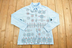 Vintage 1970s Abstract Button Up Shirt  1970s Button Up  Polyester Shirt  Funky Pattern  70s  Collared Shirt