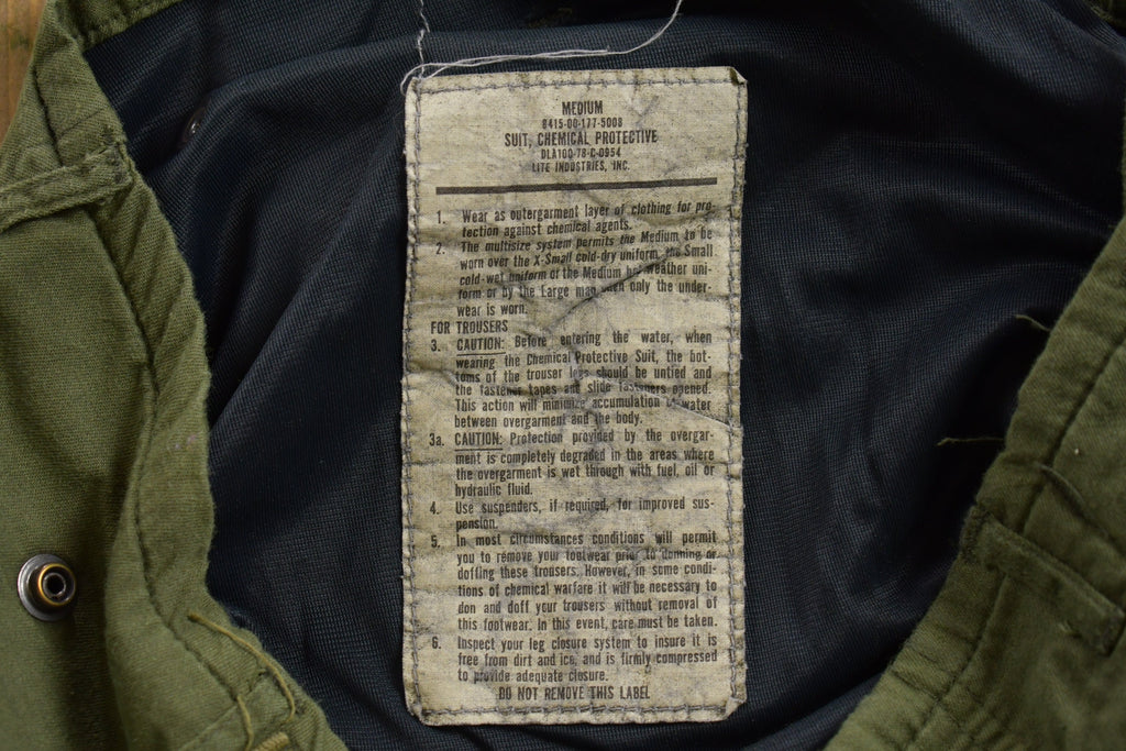 Vintage 1977 Military Chemical Protective Trousers Size 38 x 29.5