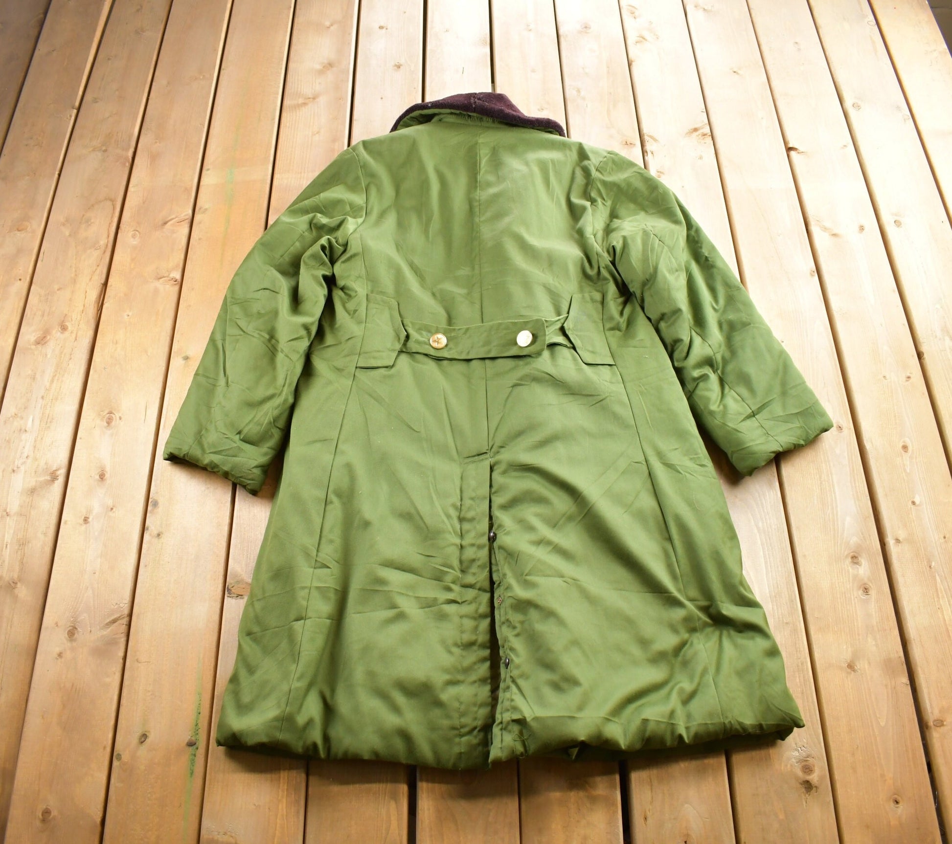 Vintage 1980s Military Winter Lined Button Up Army Jacket