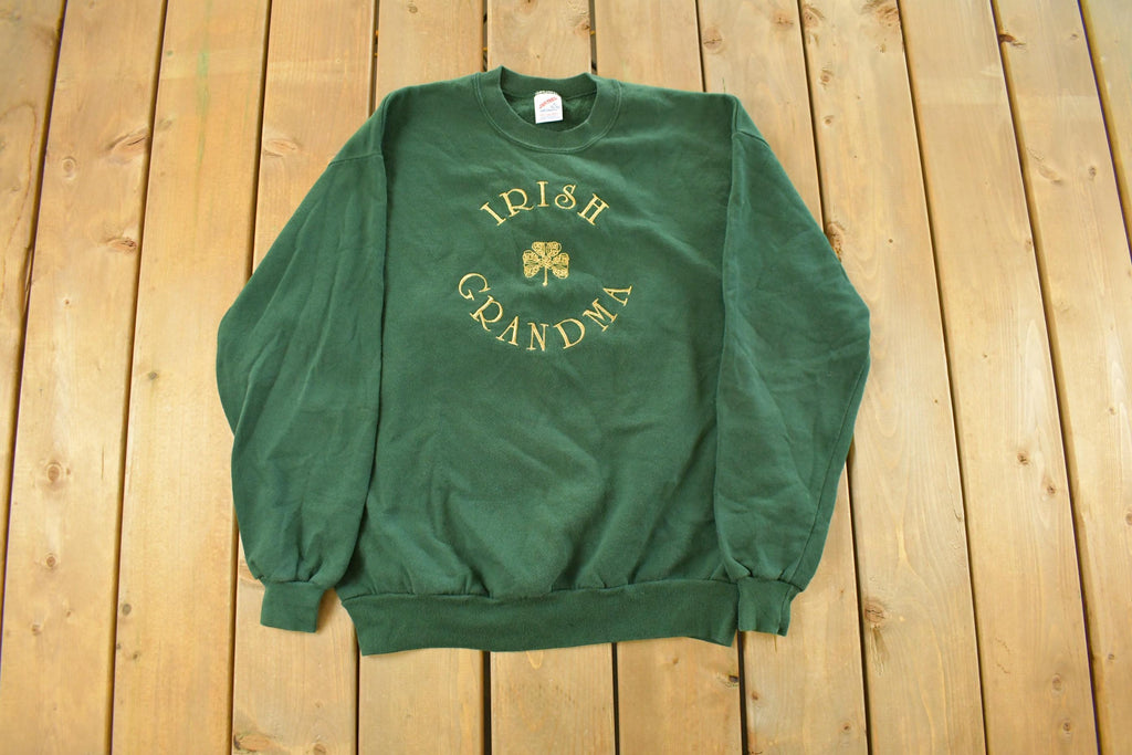 Vintage 1990s Irish Grandma Crewneck Sweatshirt Men's Large